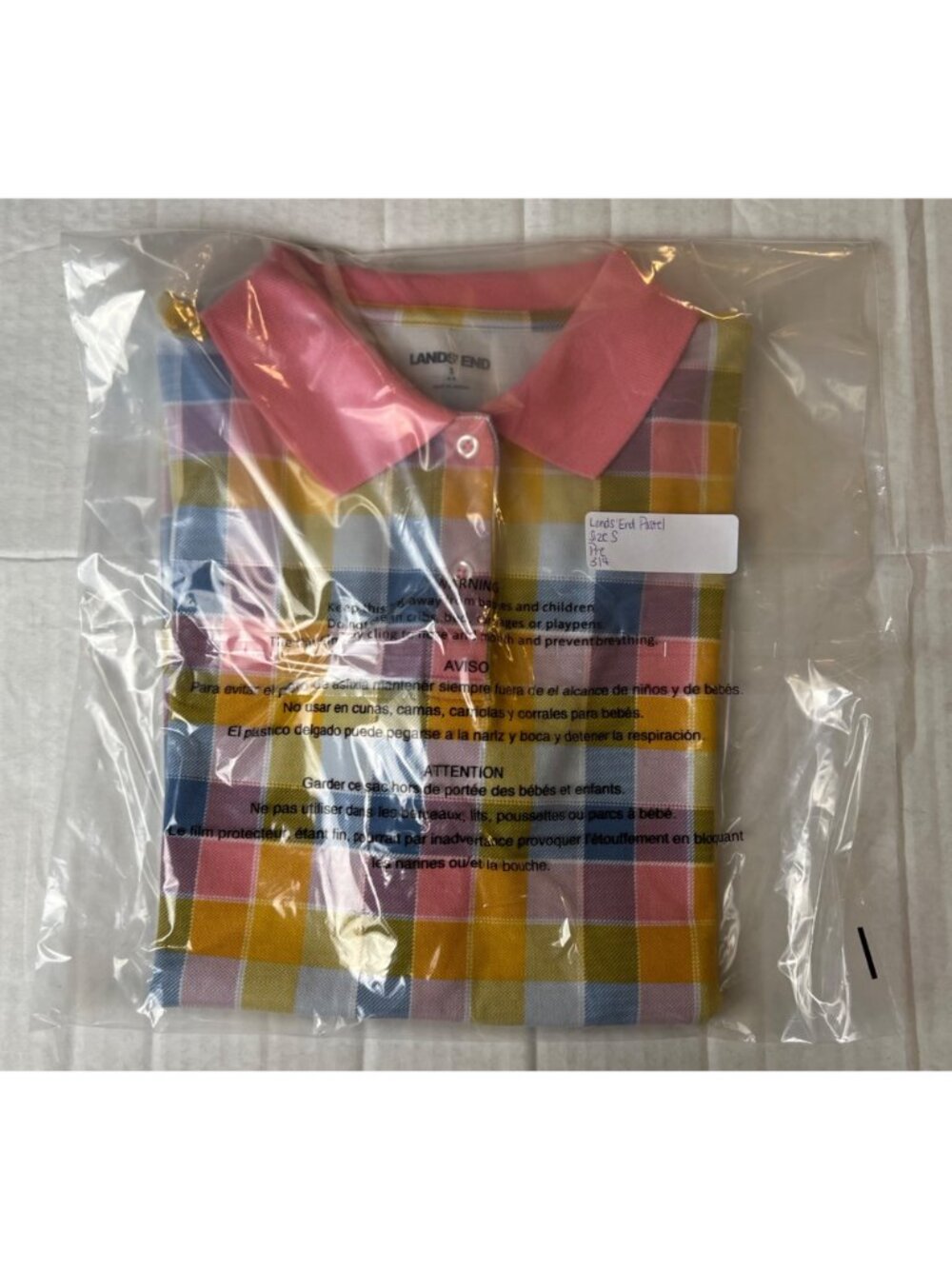 Lands' End Pastel Plaid Golf Shirt - Picture 12 of 12